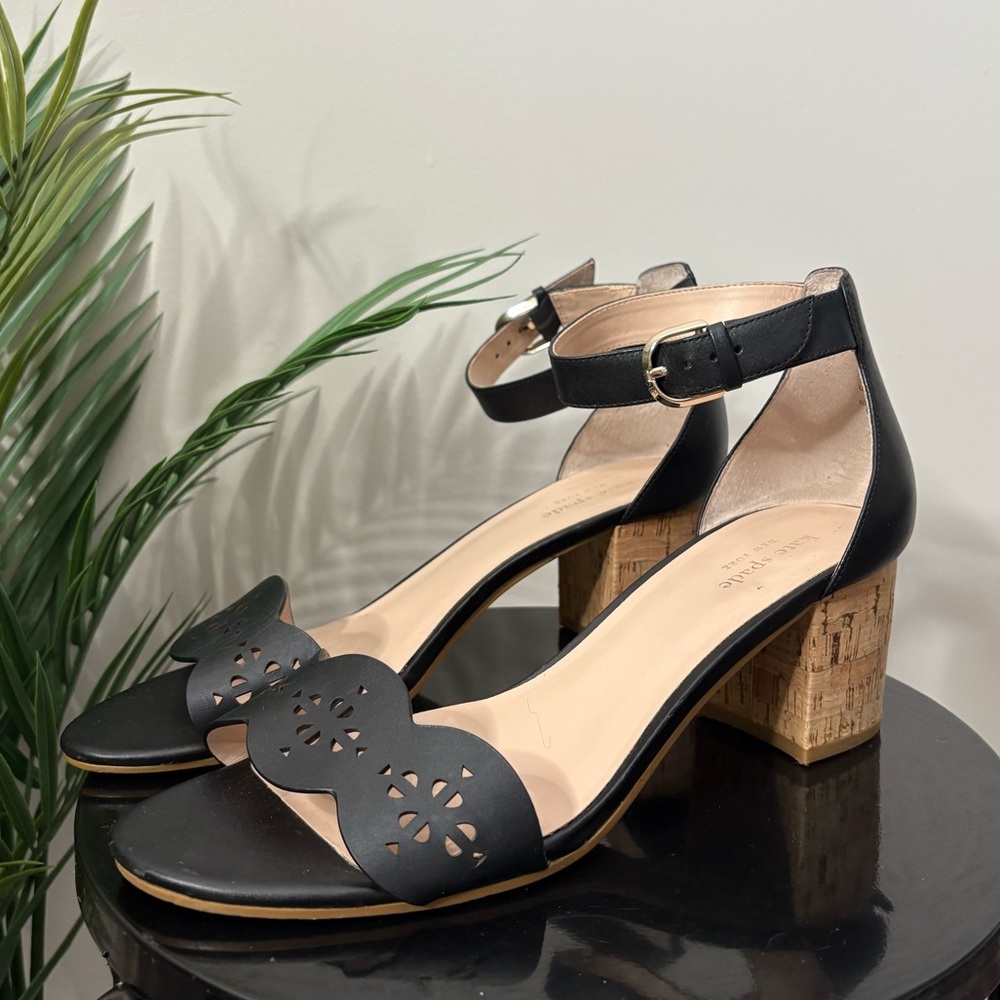 Kate Spade Black Sandals with Cork Block Heel
